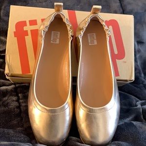 NWT Fittflop Allegro Metallic Ballerinas Rose Gold
